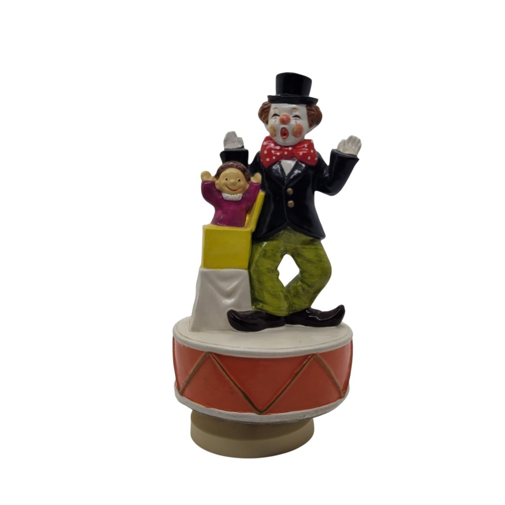 Vintage Gorham Clown and Child Jack in the Box Musical Figurine Sankyo Japan